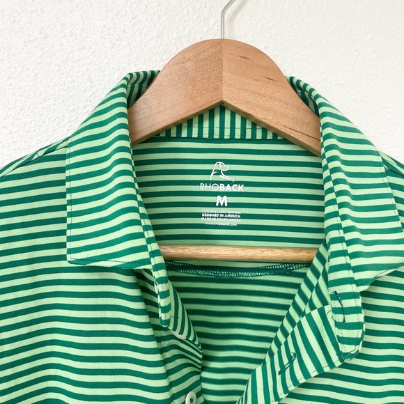 Rhoback | Shirts | Mens Rhoback Green Striped Branded Performance Golf Polo Shirt Large L | Poshmark